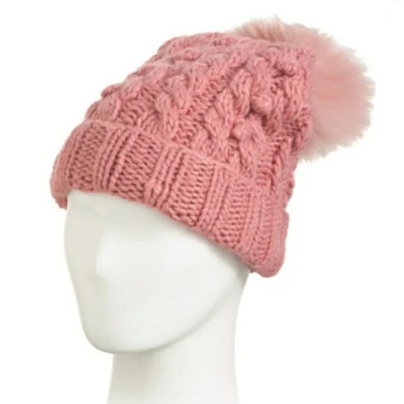 KYI KYI Faux Fur Pom Pom Beanie NWT - Picture 1 of 7